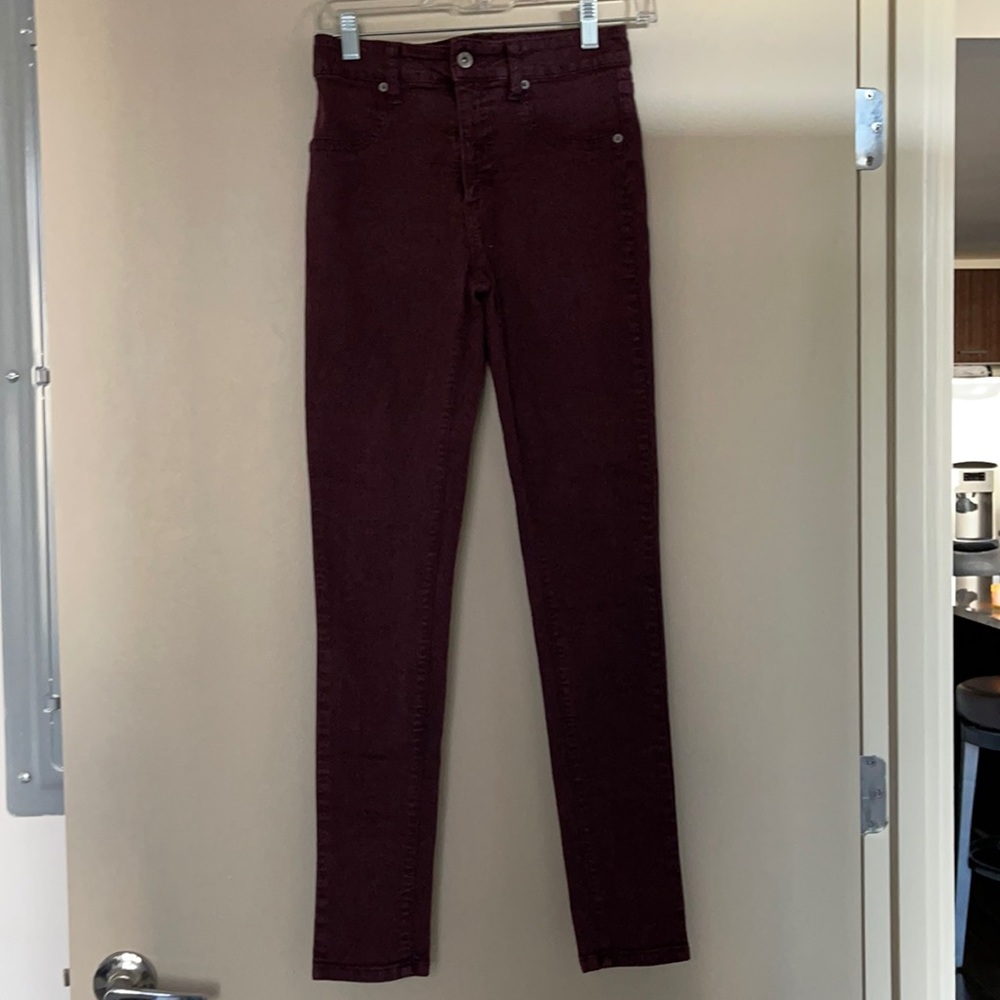 CARMAR High-waisted, Burgundy Skinny Jeans
